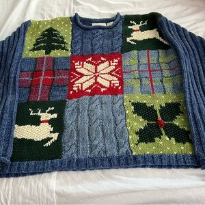 🌟3 for $25🌟 Liz Claiborne Grandma Festive Patchwork Holiday Sweater Medium